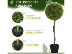 HOMCOM Kunstpflanze 2er-Set Kunststoff Zement  Ø28 x 90 cm