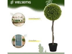 HOMCOM Kunstpflanze 2er-Set Kunststoff Zement  Ø28 x 90 cm