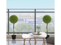 HOMCOM Kunstpflanze 2er-Set Kunststoff Zement  Ø28 x 90 cm