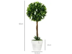 HOMCOM Kunstpflanze Kunststoff Zement Weiß 14,5L x 14,5B x 60H cm