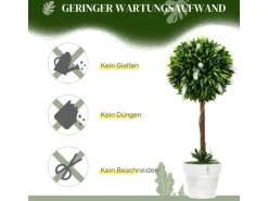 HOMCOM Kunstpflanze Kunststoff Zement Weiß 14,5L x 14,5B x 60H cm