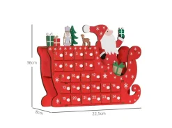 HOMCOM Weihnachts  Adventskalender Mehrschichtenplatte Rot 22,5L x 8B x 36H cm