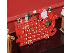 HOMCOM Weihnachts  Adventskalender Mehrschichtenplatte Rot 22,5L x 8B x 36H cm