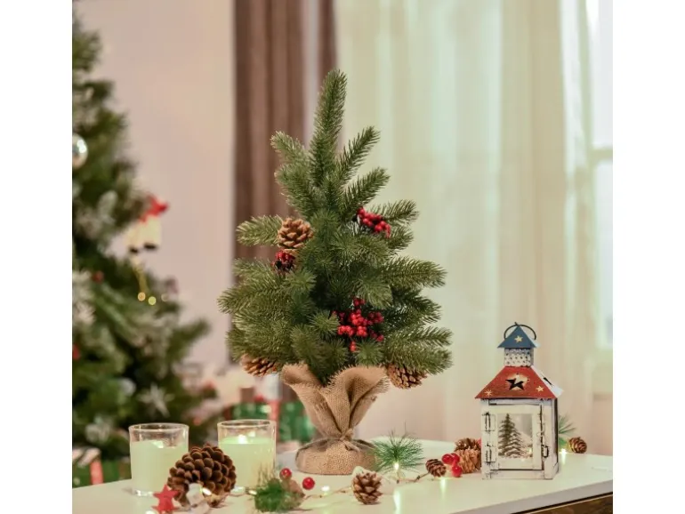 HOMCOM Weihnachtsbaum 50 cm mit 4 Roten Beeren