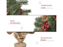 HOMCOM Weihnachtsbaum 50 cm mit 4 Roten Beeren
