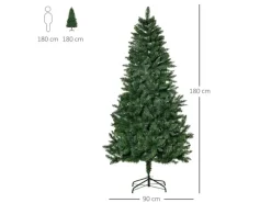 HOMCOM Weihnachtsbaum 1111 Spitzen Stahl Kunststoff 90 x 180H cm