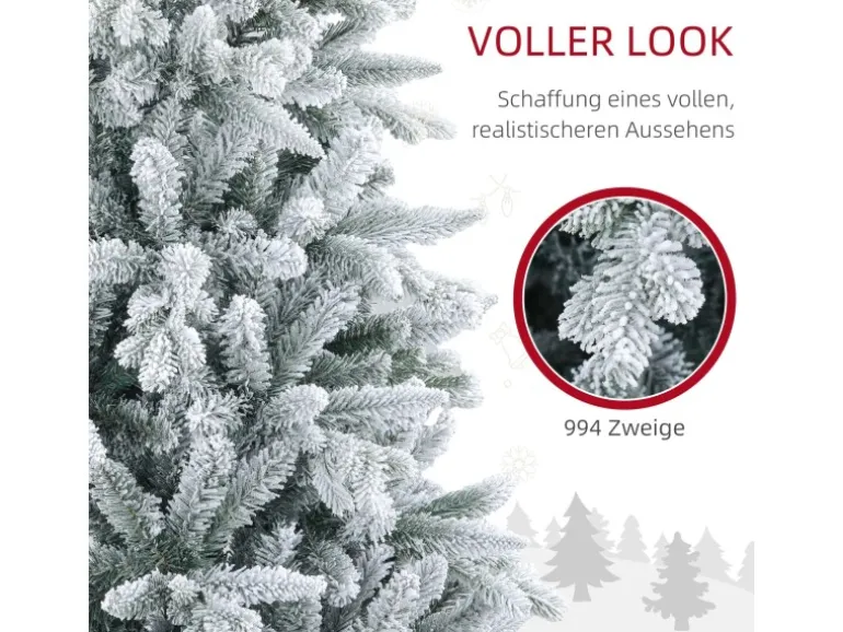 HOMCOM Weihnachtsbaum Künstlich Kunststoff Metall 110 x 180H cm