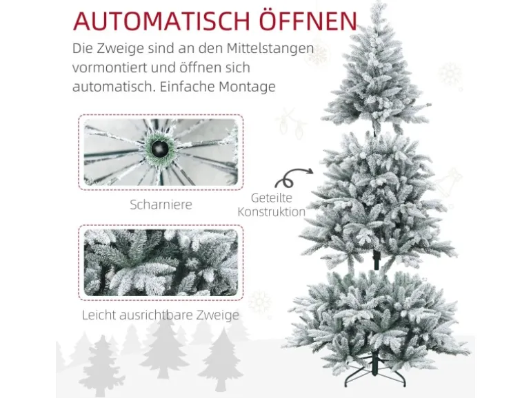 HOMCOM Weihnachtsbaum Künstlich Kunststoff Metall 110 x 180H cm