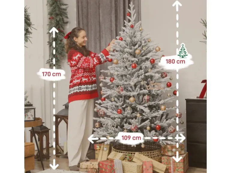 HOMCOM Weihnachtsbaum Kunststoff Metall 109L x 109B x 180H cm