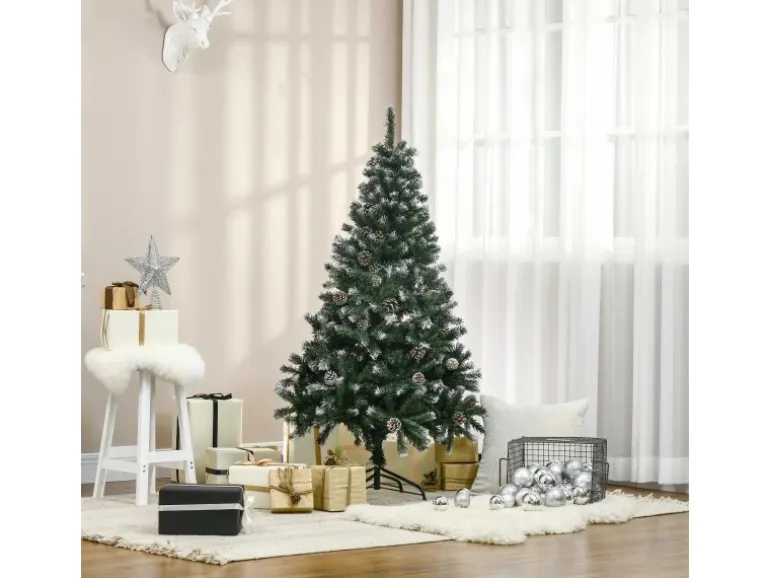 HOMCOM Weihnachtsbaum Kunststoff Stahl 85L x 85B x 150H cm