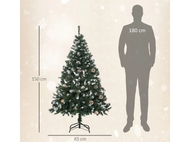 HOMCOM Weihnachtsbaum Kunststoff Stahl 85L x 85B x 150H cm