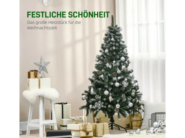 HOMCOM Weihnachtsbaum Kunststoff Stahl 85L x 85B x 150H cm