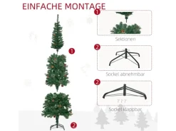 HOMCOM Weihnachtsbaum Kunststoff Metall 54L x 54B x 195H cm