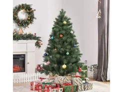 HOMCOM Weihnachtsbaum Kunststoff Künstlich Metall 90 x 180H cm