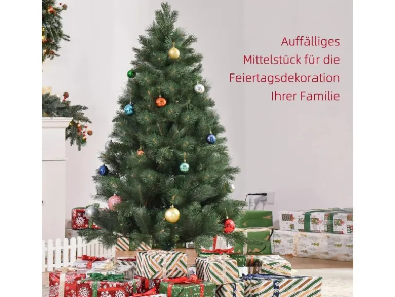 HOMCOM Weihnachtsbaum Kunststoff Künstlich Metall 90 x 180H cm