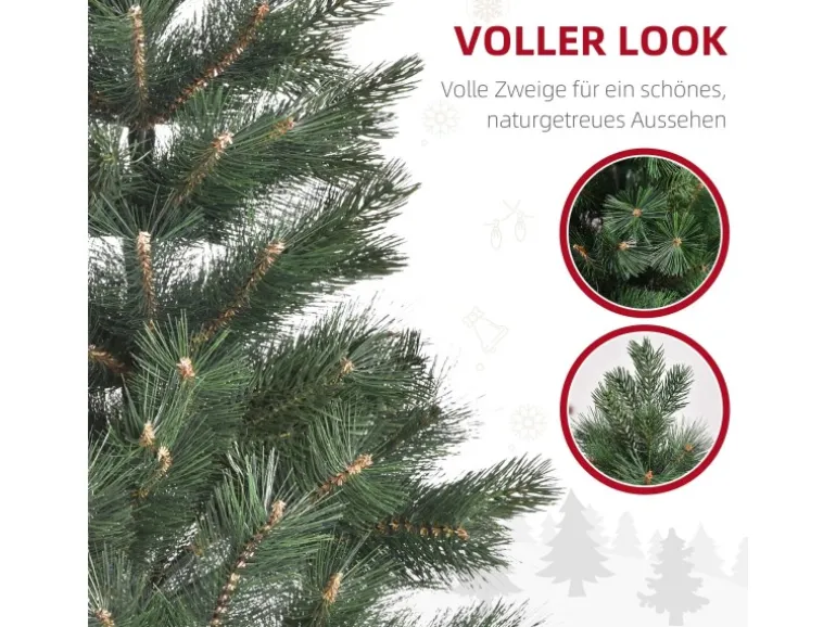 HOMCOM Weihnachtsbaum Kunststoff Künstlich Metall 90 x 180H cm