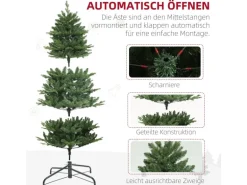 HOMCOM Weihnachtsbaum Kunststoff PE Stahl 105 x 180H cm