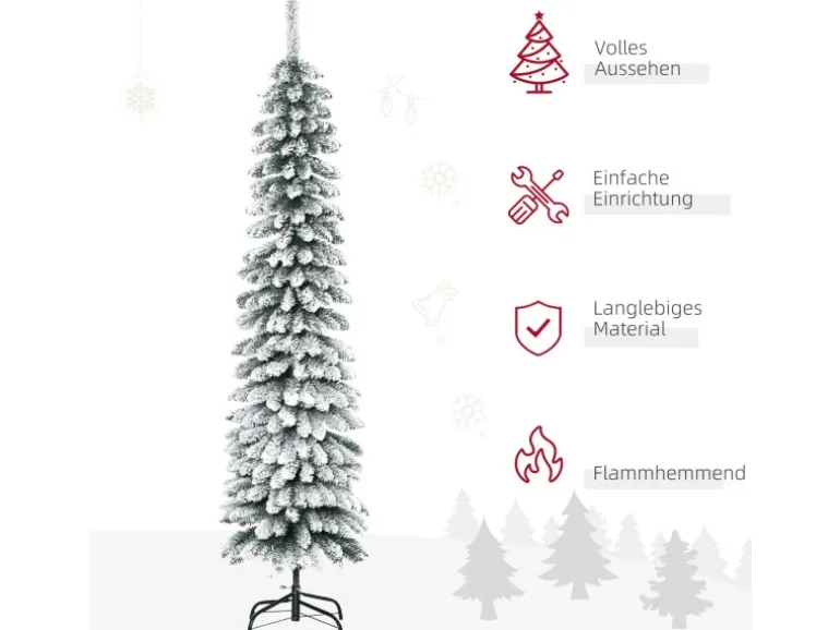 HOMCOM Weihnachtsbaum Kunststoff Metall 46 x 180H cm