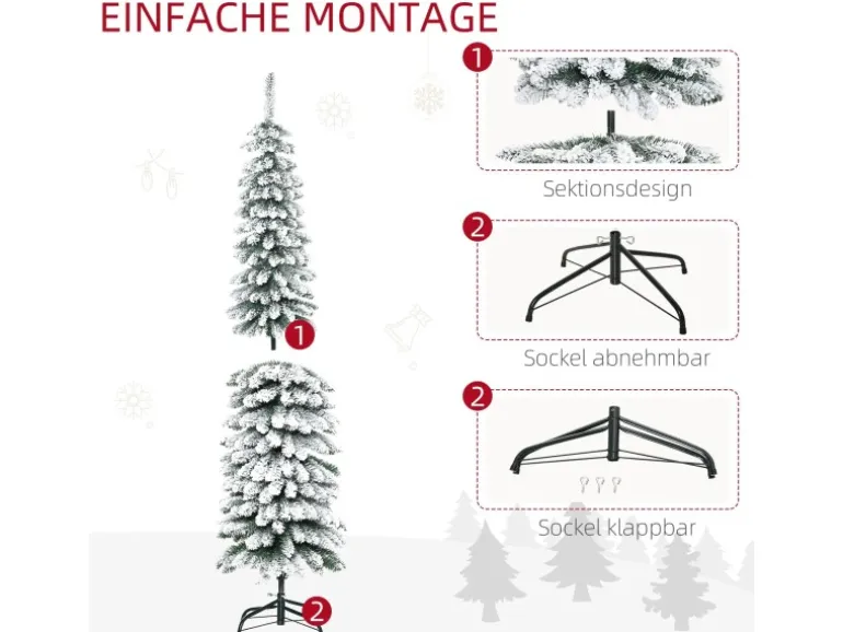 HOMCOM Weihnachtsbaum Kunststoff Metall 46 x 180H cm