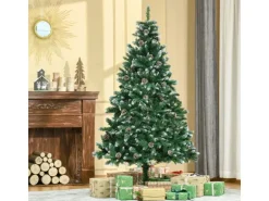 HOMCOM Weihnachtsbaum mit 59 Zapfen Kunststoff Stahl 90 x 180H cm
