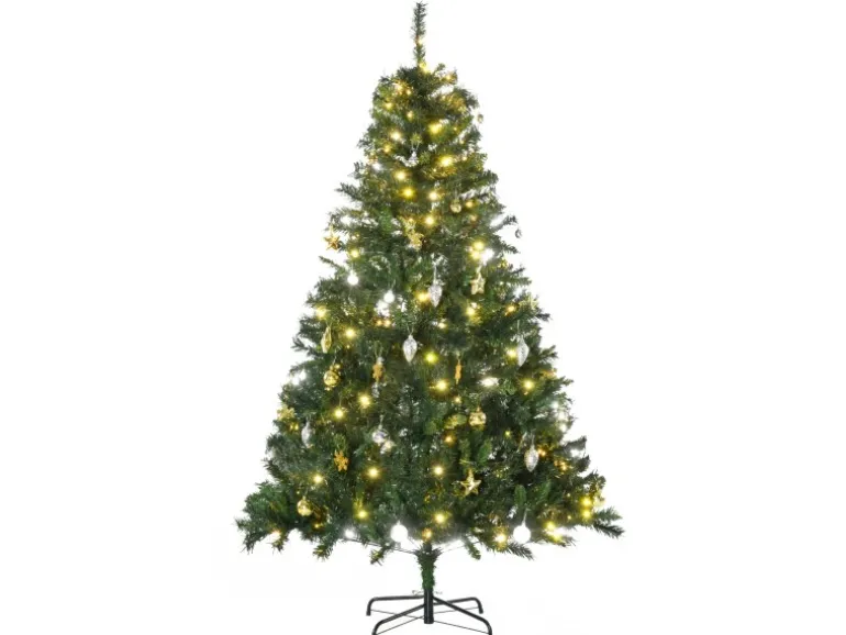 HOMCOM Weihnachtsbaum Tannenbaum mit Deko 200 LEDs 745 Spitzen Ø 112 x H180 cm