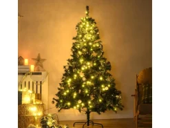 HOMCOM Weihnachtsbaum Tannenbaum mit Deko 200 LEDs 745 Spitzen Ø 112 x H180 cm