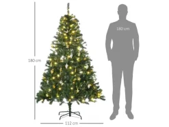 HOMCOM Weihnachtsbaum Tannenbaum mit Deko 200 LEDs 745 Spitzen Ø 112 x H180 cm