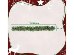 HOMCOM Weihnachtsgirlande Kunststoff Metall 180L x 25B x 25H cm