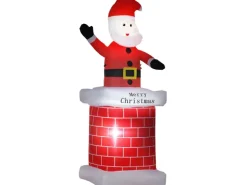 HOMCOM Weihnachtsmann mit Schornstein für Innen- und Außenbereich