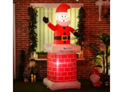 HOMCOM Weihnachtsmann mit Schornstein für Innen- und Außenbereich