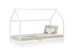 Homestyle4u Hausbett 90x200 in Weiß Ausziehbar 2591