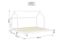 Homestyle4u Hausbett 90x200 in Weiß Ausziehbar 2591