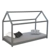 Homestyle4u Kinderbett 80 x 160 cm Hausbett Grau