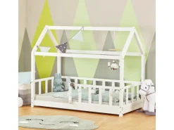 Homestyle4u Kinderbett 80x160 Weiß mit Lattenrost mit Matratze 2835