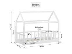 Homestyle4u Kinderbett 80x160 Weiß mit Lattenrost mit Matratze 2835