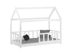 Homestyle4u Kinderbett 80x160 Weiß mit Lattenrost mit Matratze 2835