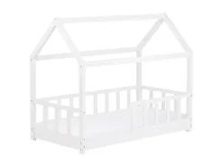 Homestyle4u Kinderbett 80x160 Weiß mit Lattenrost mit Matratze 2835