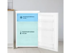 homeX Kühlschrank mit Gefrierfach Klein Mini Kühl-Gefrierkombination 109 Liter Freistehend 4-Sterne Gefrieren Weiß