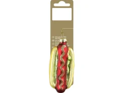 Hotdog zum Hängen aus Glas 9,7 cm Gold/Rot