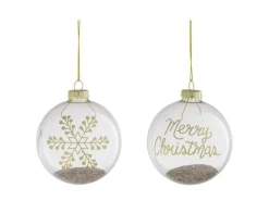 House of Seasons Weihnachtsglaskugel Ø 8 cm Transparent 3-fach Sortiert