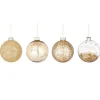 House of Seasons Weihnachtsglaskugel Ø 8 cm Gold 4-fach Sortiert