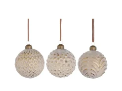 House of Seasons Weihnachtsglaskugel Ø 8 cm Gold-Weiß 3-fach Sortiert