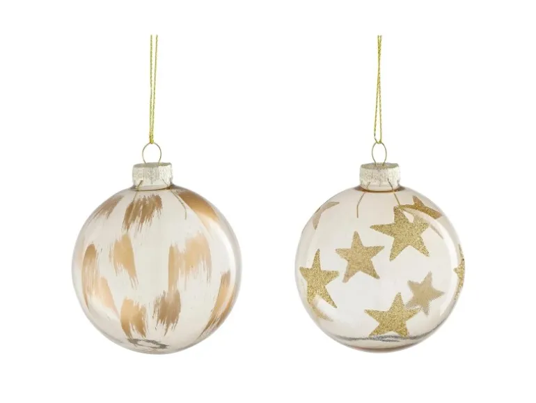 House of Seasons Weihnachtsglaskugel Ø 8 cm Gold 2-fach Sortiert