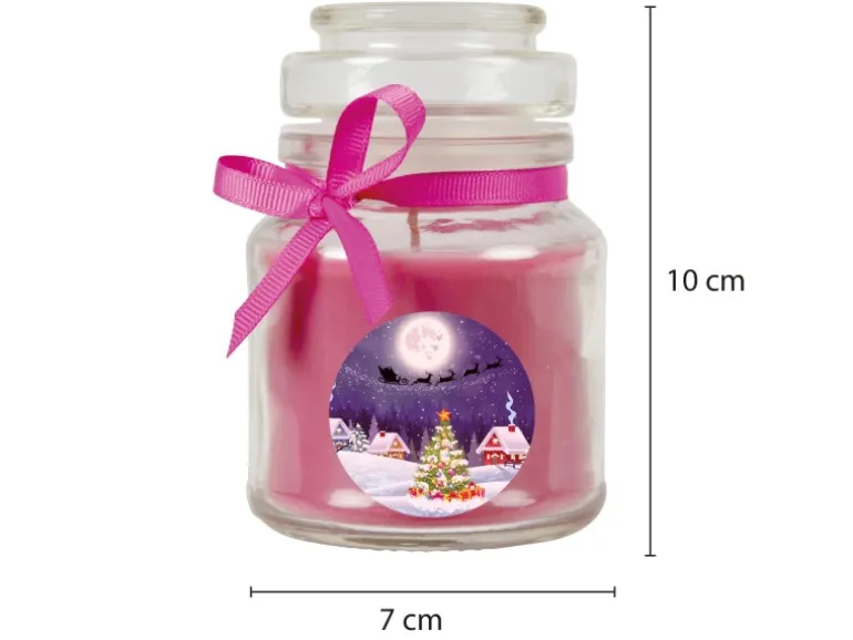 HS Candle Duftkerze & Glas Weihnachten Lila Bonbon 30h