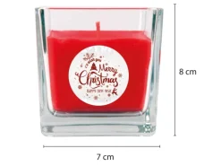 HS Candle Duftkerze & Glas Weihnachten Rot Bonbon 50h