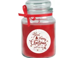 HS Candle Duftkerze & Glas Weihnachten Rot Bonbon 110h