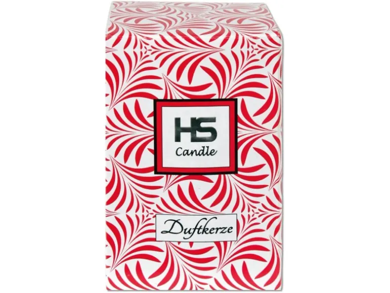 HS Candle Duftkerze & Glas Weihnachten Rot Bonbon 110h