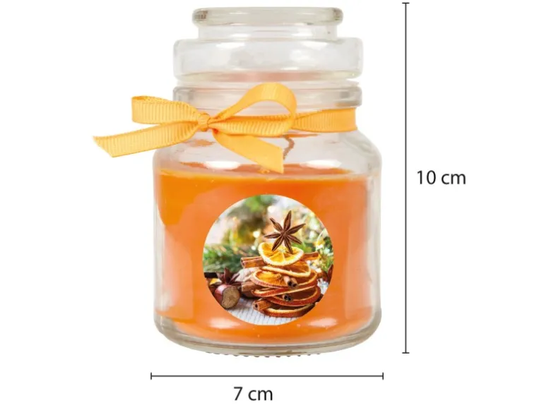 HS Candle Duftkerze & Glas Weihnachten Orange Bonbon 30h