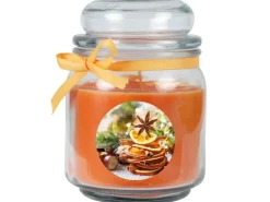 HS Candle Duftkerze & Glas Weihnachten Orange Bonbon 70h