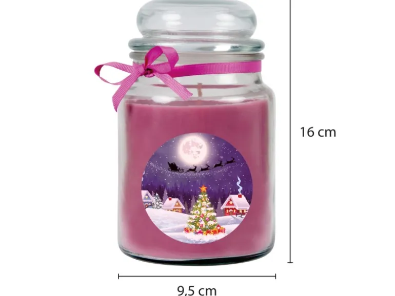 HS Candle Duftkerze & Glas Weihnachten Lila Bonbon 110h